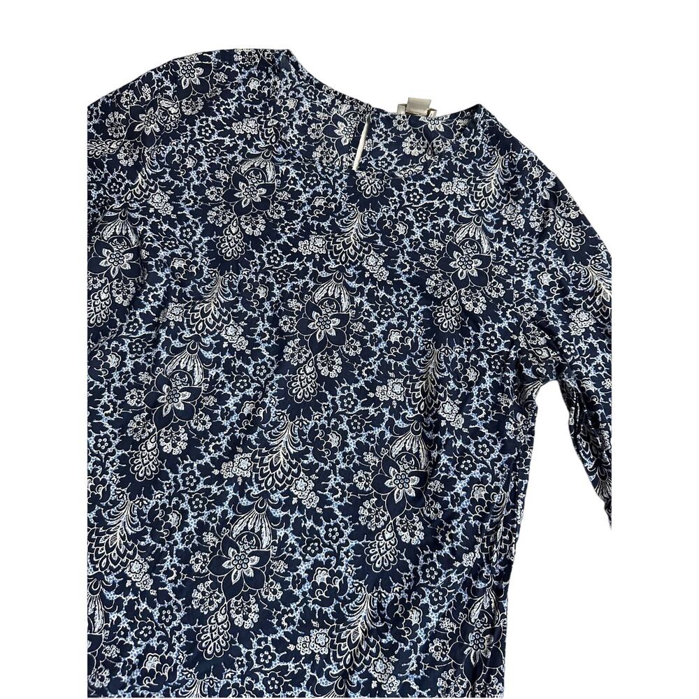 J. Crew Woman's Blouse Blue Floral Ruffle Sleeve Size 6